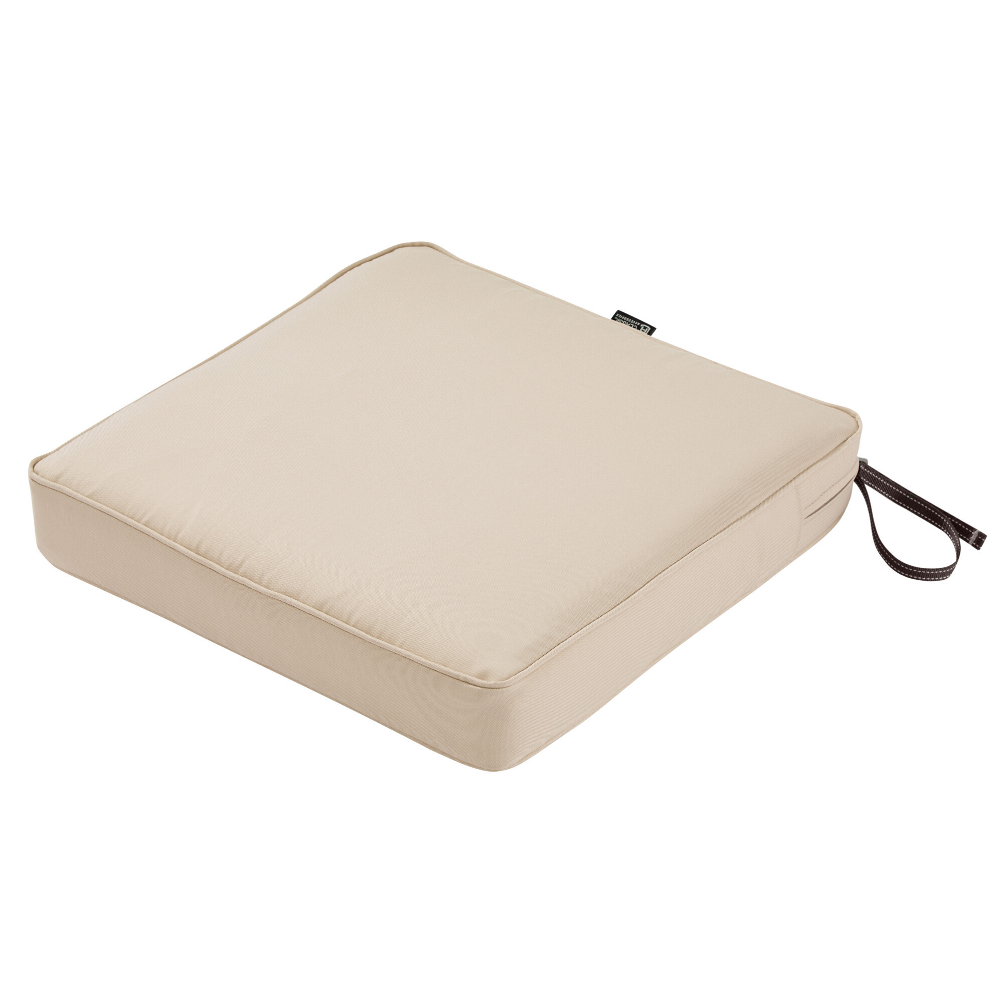 Classic Accessories Montlake FadeSafe Water-Resistant Patio Dining Seat Cushion — 19in. x 19in. x 3in., Antique Beige, Model# 62-008-BEIGE-EC